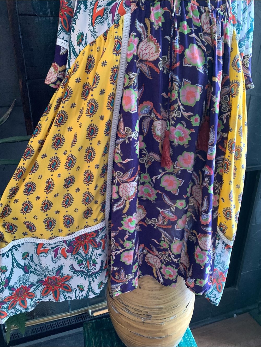 Anthropologie Lilka Floral Paisley Patchwork Trapeze Peasant Dress Boho- XL - Picture 8 of 14